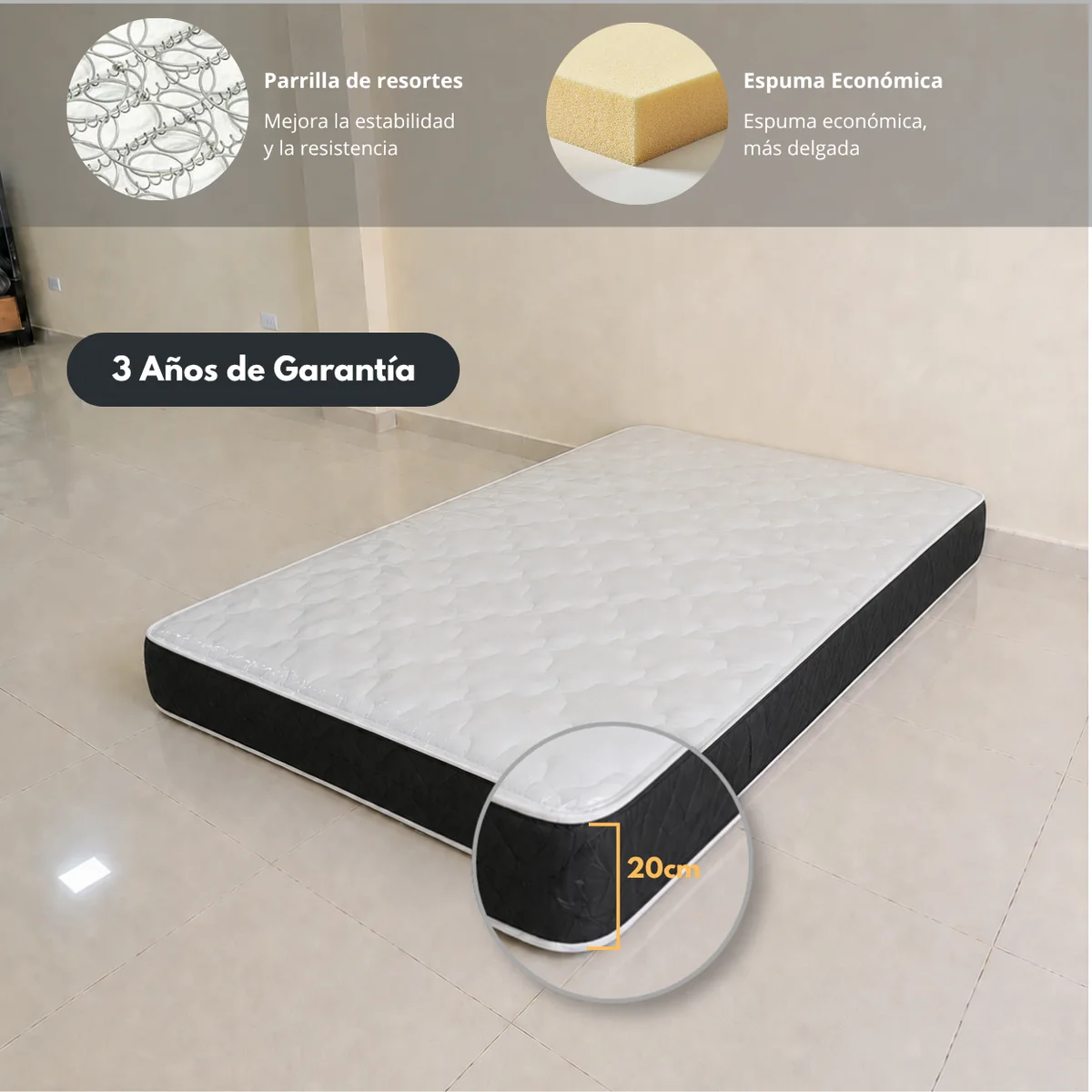Colchón Semiortopédico Económico - Base camas Medellín fabricante directo